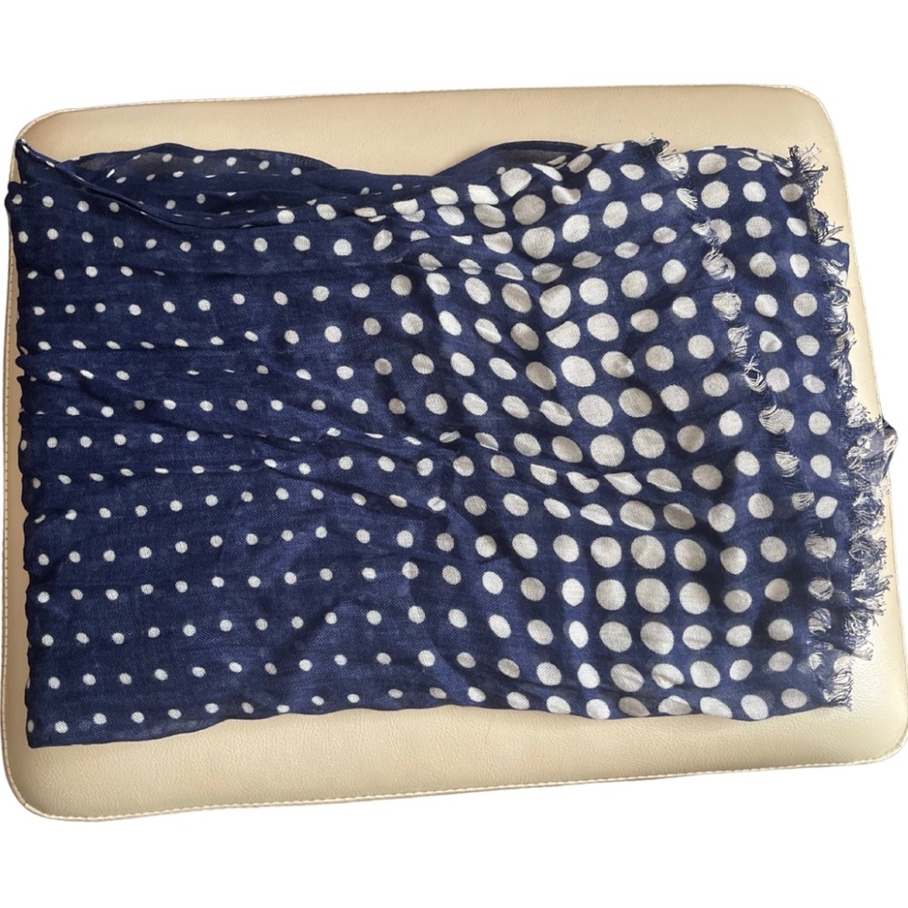 J. Crew Navy and White Polka Dot Gradient Scarf